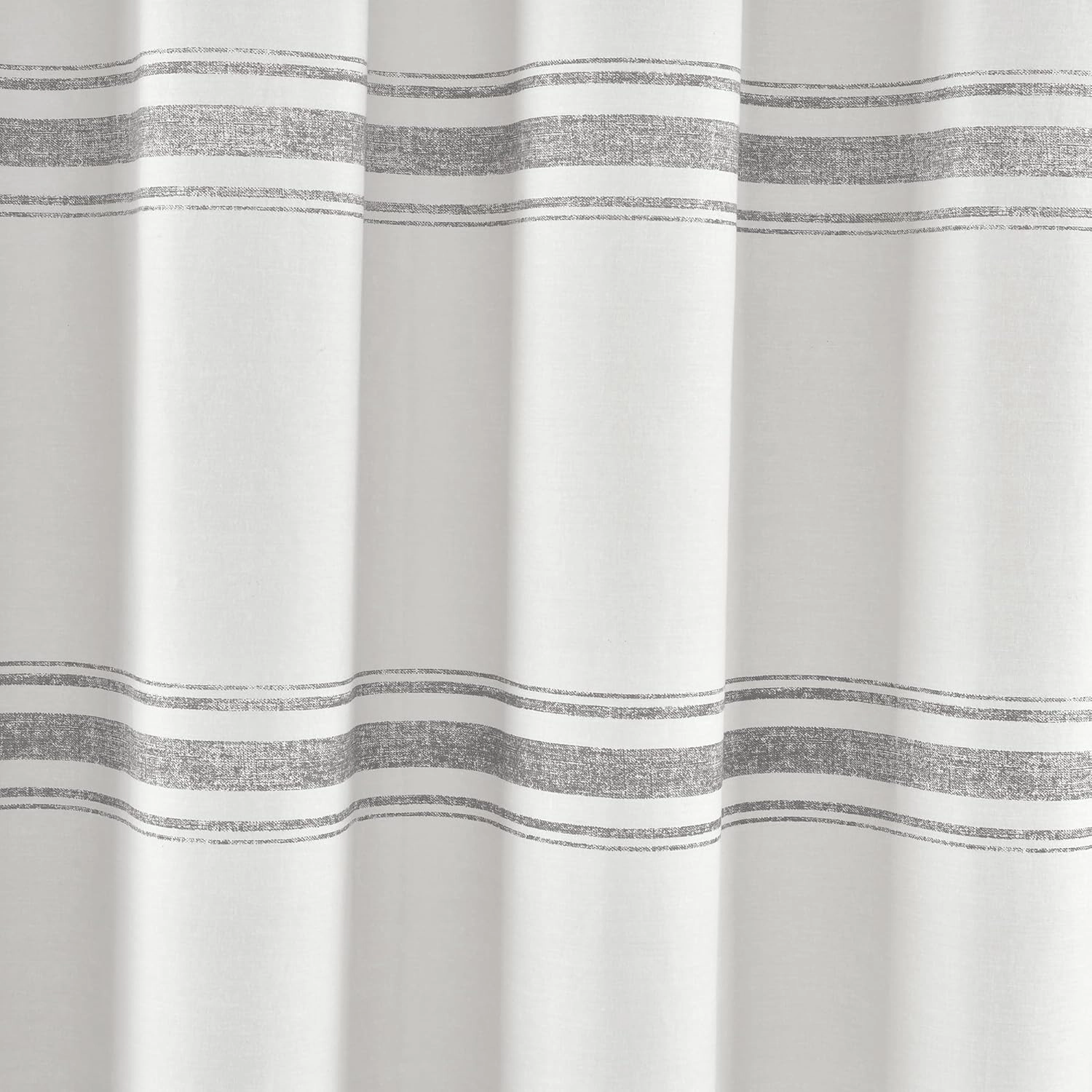 Lush Decor Shower Curtain Farmhouse Stripe, 72" x 72", Gray