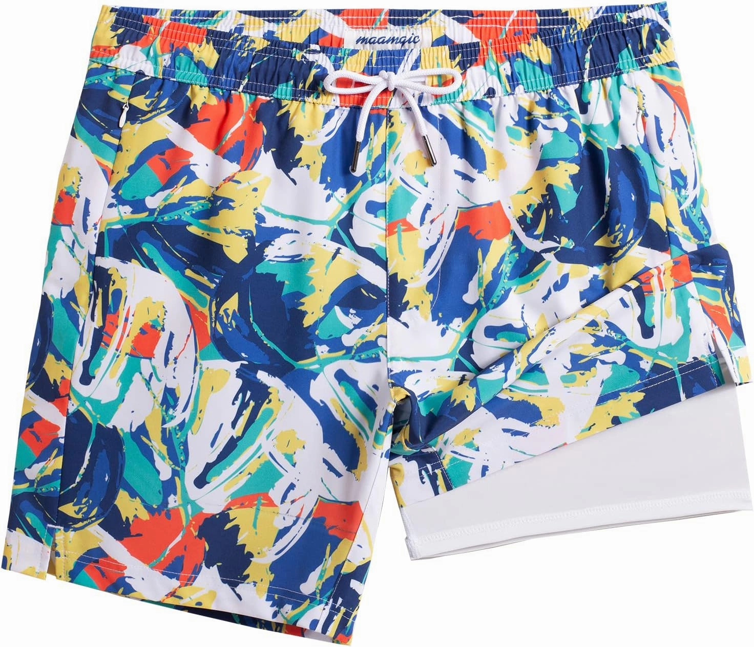 maamgic 2 in 1 Mens Swim Trunks 7 Inch Swim Shorts Swim Suits Board Shorts