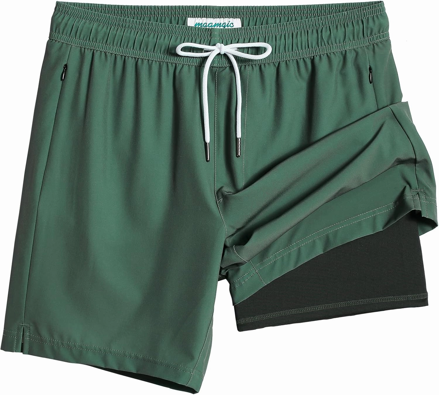 maamgic 2 in 1 Mens Swim Trunks 7 Inch Swim Shorts Swim Suits Board Shorts