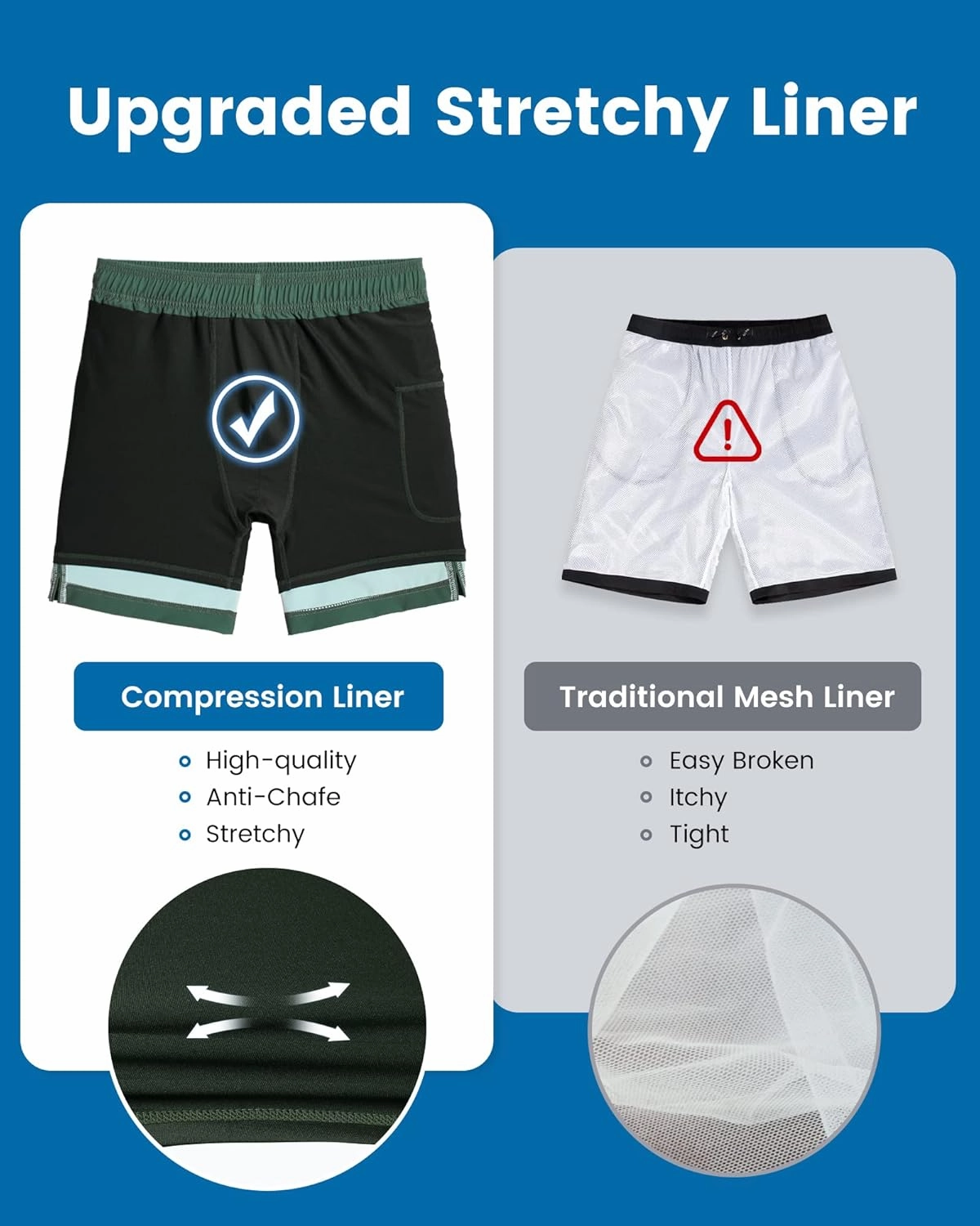 maamgic 2 in 1 Mens Swim Trunks 7 Inch Swim Shorts Swim Suits Board Shorts