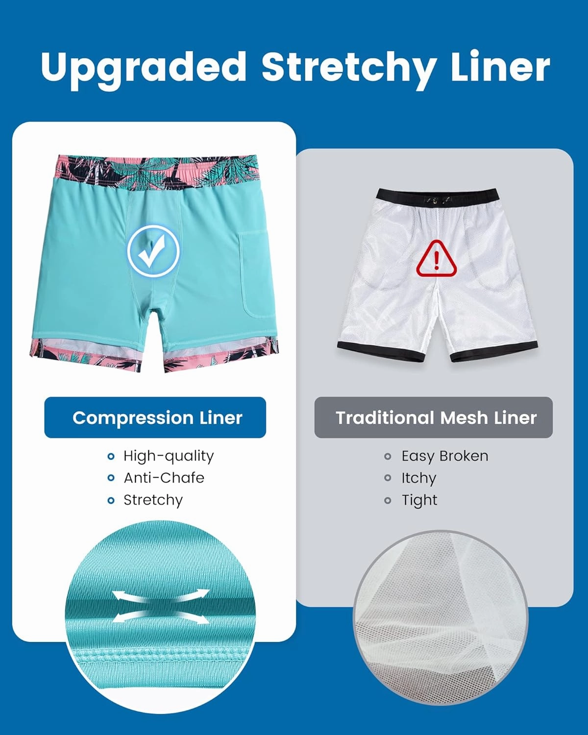 maamgic 2 in 1 Mens Swim Trunks 7 Inch Swim Shorts Swim Suits Board Shorts