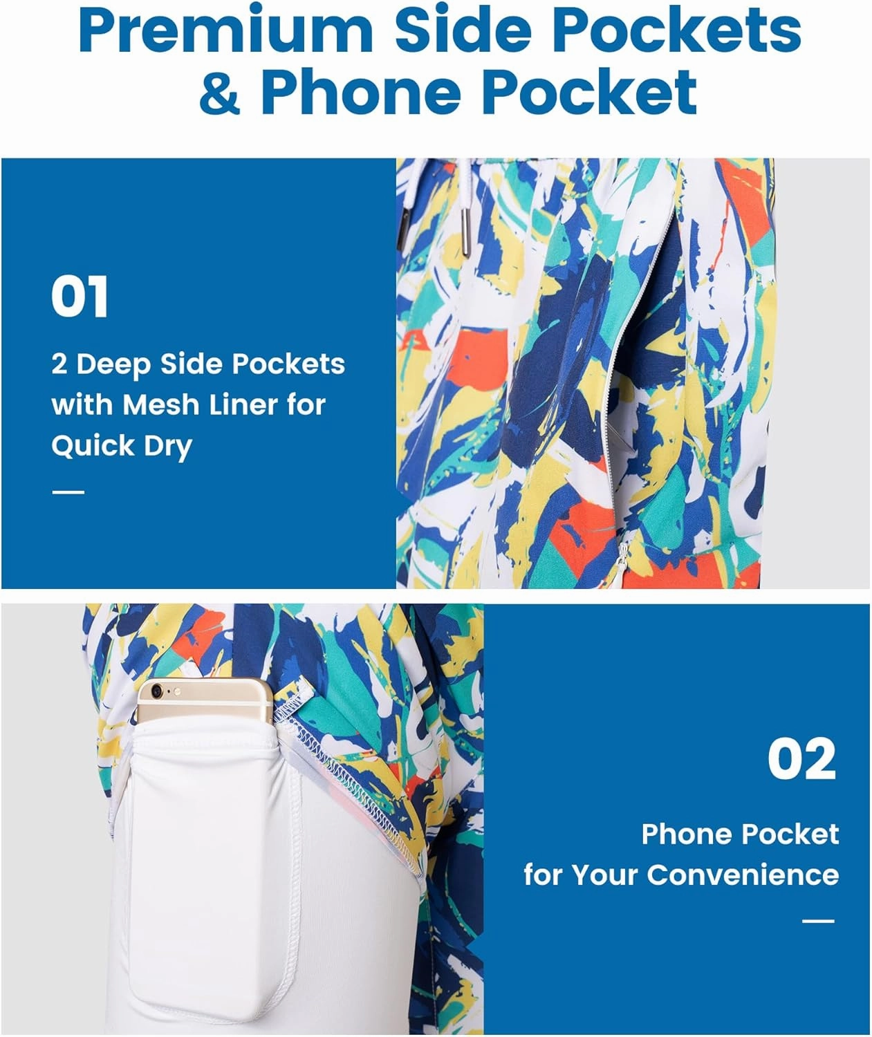 maamgic 2 in 1 Mens Swim Trunks 7 Inch Swim Shorts Swim Suits Board Shorts