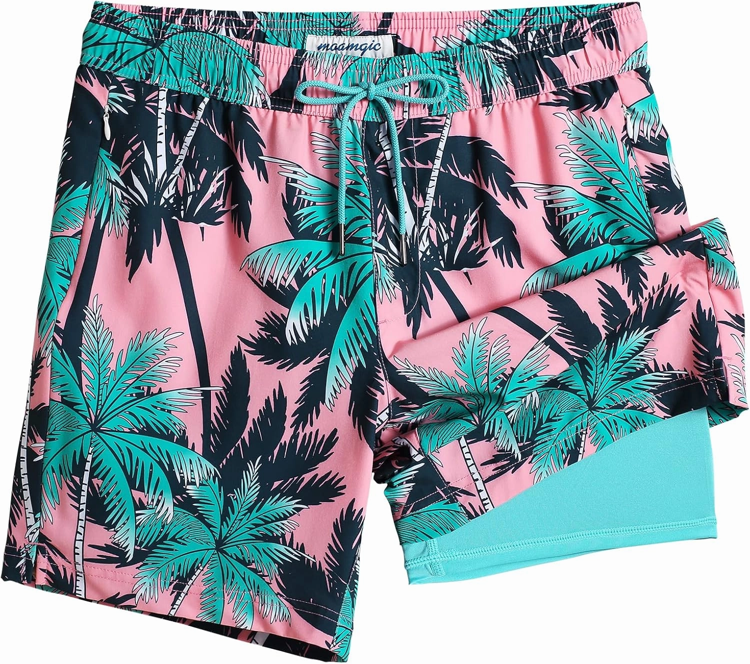 maamgic 2 in 1 Mens Swim Trunks 7 Inch Swim Shorts Swim Suits Board Shorts