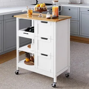 MaGiLL Kitchen Organizer Cart with Wheels White Kitchen Serving Cart for Dining Room Trolley Bar Auxiliary Furniture Home