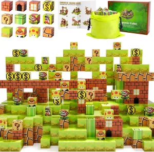 Magnetic Building Blocks, 85 Pieces Build Mine World Set Magnetic Tiles for Kids Toys for 3 4 5 6 7 8 Year Old Boys Girls Gift