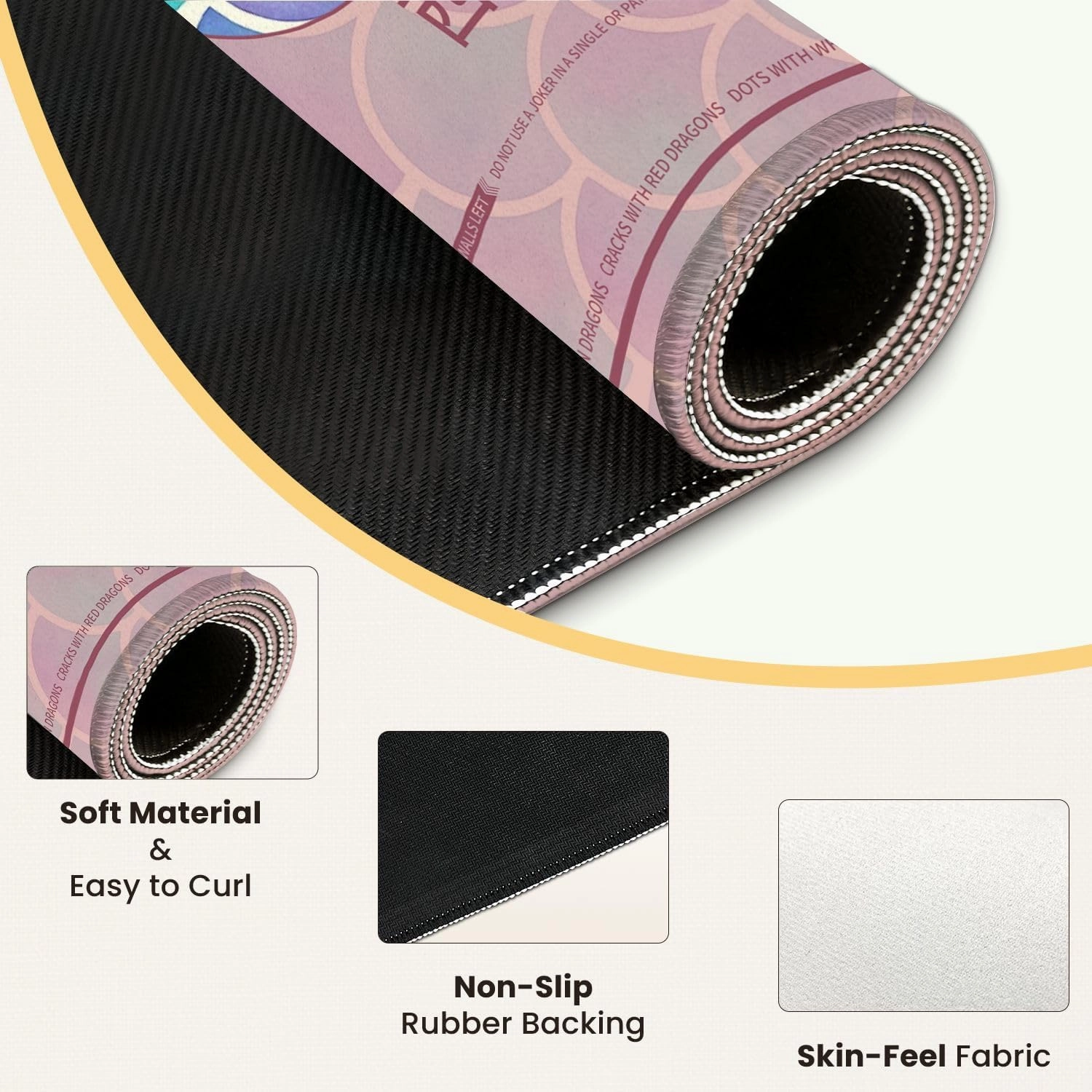 Mahjong Mat for Table Watercolor Rainbow Scales Seamless 31.5" x 31.5" Non-Slip Noise-Reducing Game Mat Premium Mahjong Accessories for Poker Dominoes Board Games
