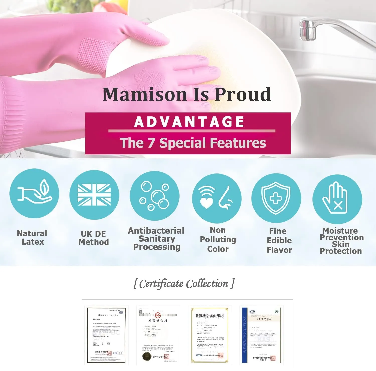 MAMISON 10 Pack Simple and Short Hands Gloves, Reusable Non-Slip Rubber Gloves Large Size