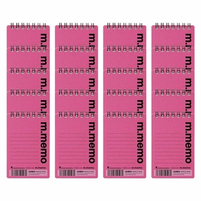 Maruman M.Memo Mini Notepad (N595A-08), Narrow Ruled, Twin Ring Spiral Binding, A7 Size Perforated 50 Sheet Note Pads, 2.7 x 4.3 Inches, White Notebook Paper, Pink Cover, 20-Pack Unknown Binding