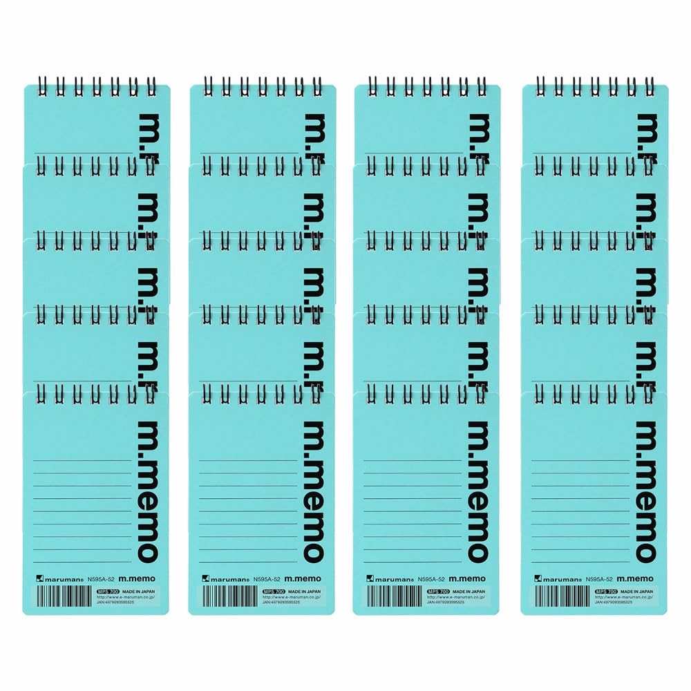 Maruman M.Memo Mini Notepad (N595A-52), Narrow Ruled, Twin Ring Spiral Binding, A7 Size Perforated 50 Sheet Note Pads, 2.7 x 4.3 Inches, White Notebook Paper, Light Blue Cover, 20-Pack Unknown Binding
