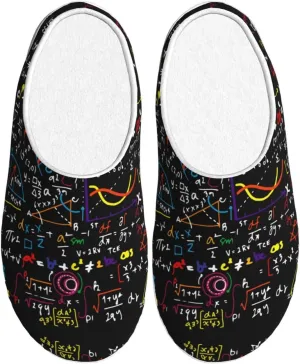 Math Formula print Women's Soft Slippers House Shoes Comfortable Home Slippers Home Bedroom Shoes for Adults