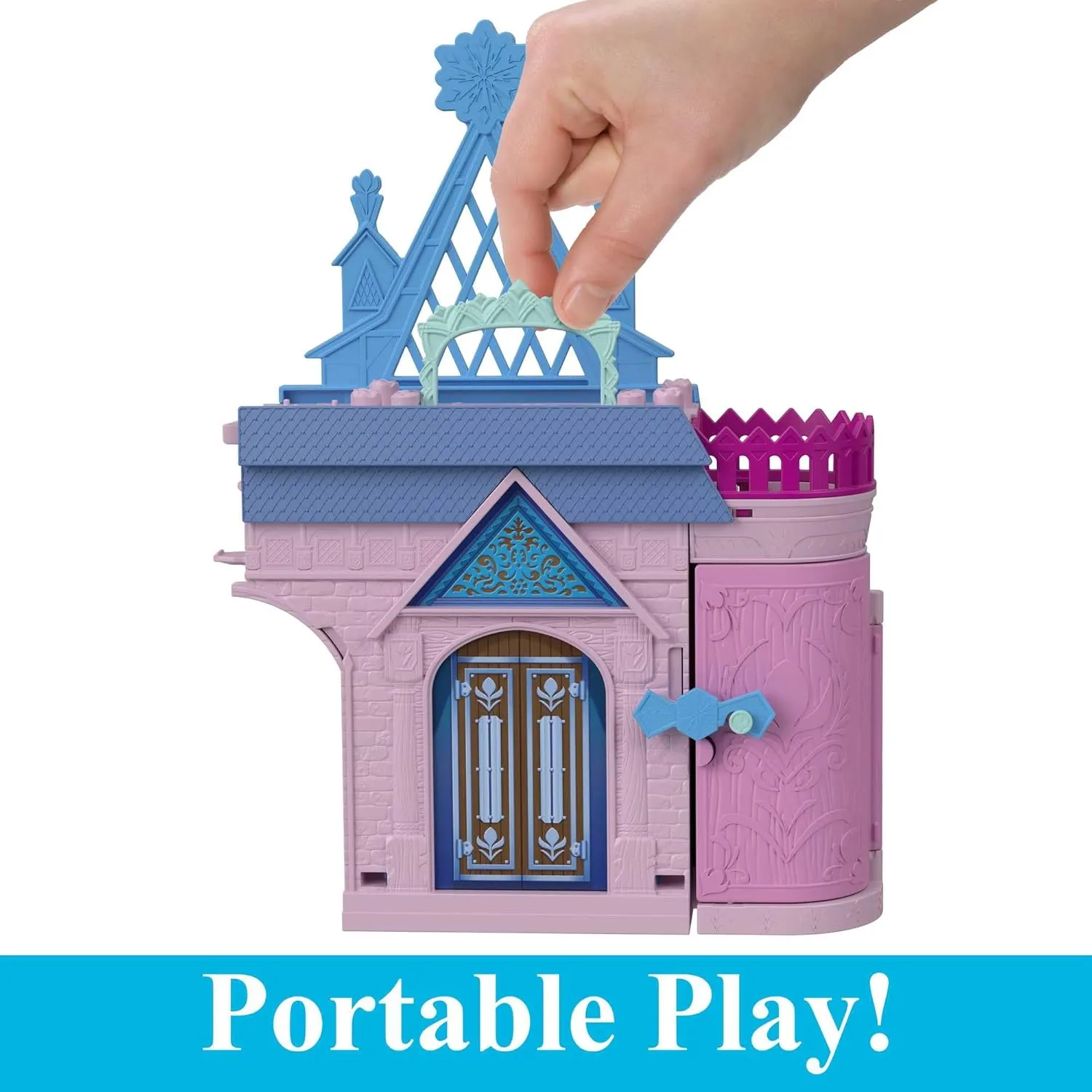 Mattel Disney Frozen Storytime Stackers Playset, Anna’s Arendelle Castle Dollhouse with Small Doll, Olaf and 7 Accessories, Inspired by Disney Frozen Movies