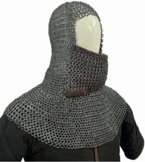 Medieval Steel Chainmail Hood with Face Cover, Mild Steel Coif for LARP, Costume, Reenactments