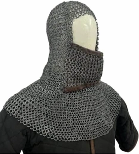 Medieval Steel Chainmail Hood with Face Cover, Mild Steel Coif for LARP, Costume, Reenactments
