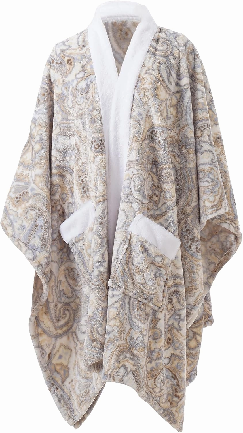 Mellowdy ULazy Blanket, Poncho Shawl Wearable Blanket with Pockets and Sleeves for Women and Men, Warm Snuggie, Soft Fuzzy Robe Fleece Throw for Gifting, Home, Travel (Paisley Print)