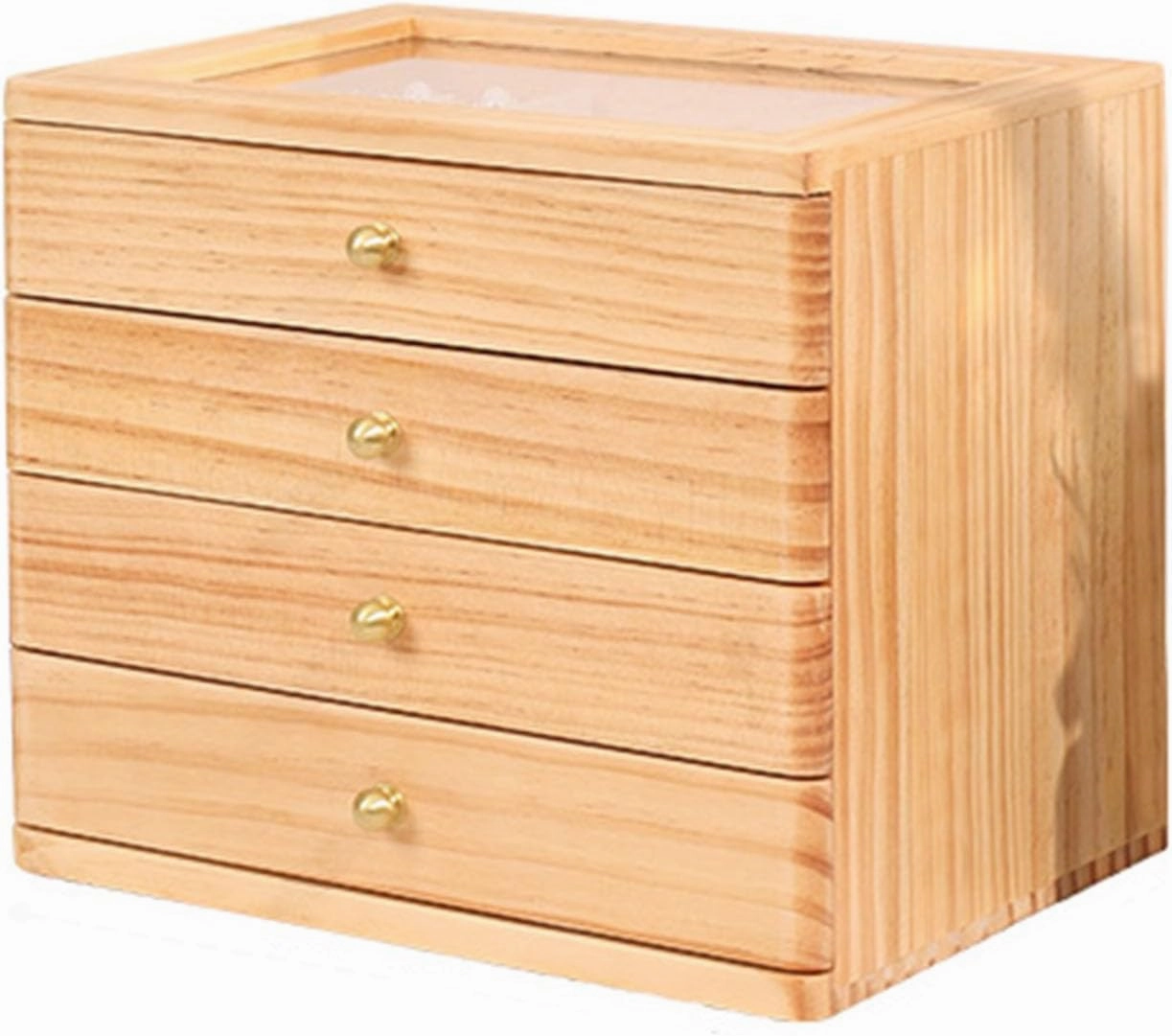 Men Accessories Organizer Drawer Jewelry Storage Box with Soft Velvet Pillows Drawer Organizer Box with Glass Lid for Watch Necklace Ring Earring,A3