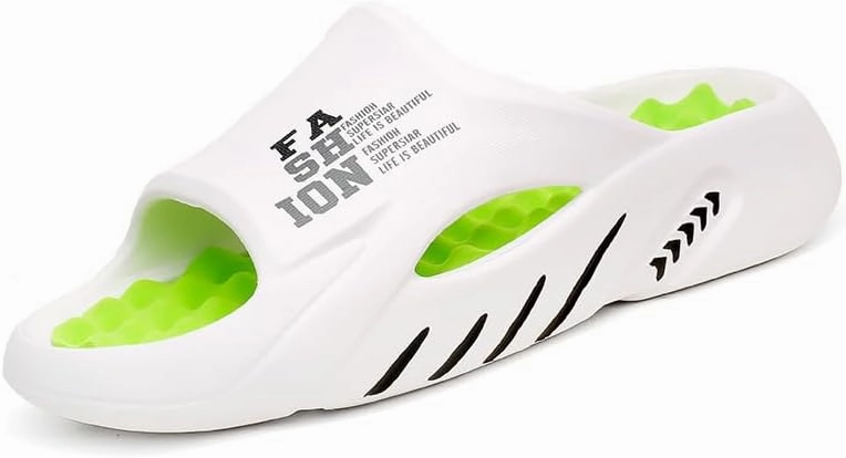 Men's Alphabet Print Soft-Sole EVA Slides, Non Slip Quick-Drying Open Toe Slippers for Indoor Outdoor Walking, Men's Trendy Beach Shoes