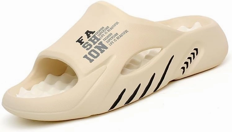 Men's Alphabet Print Soft-Sole EVA Slides, Non Slip Quick-Drying Open Toe Slippers for Indoor Outdoor Walking, Men's Trendy Beach Shoes