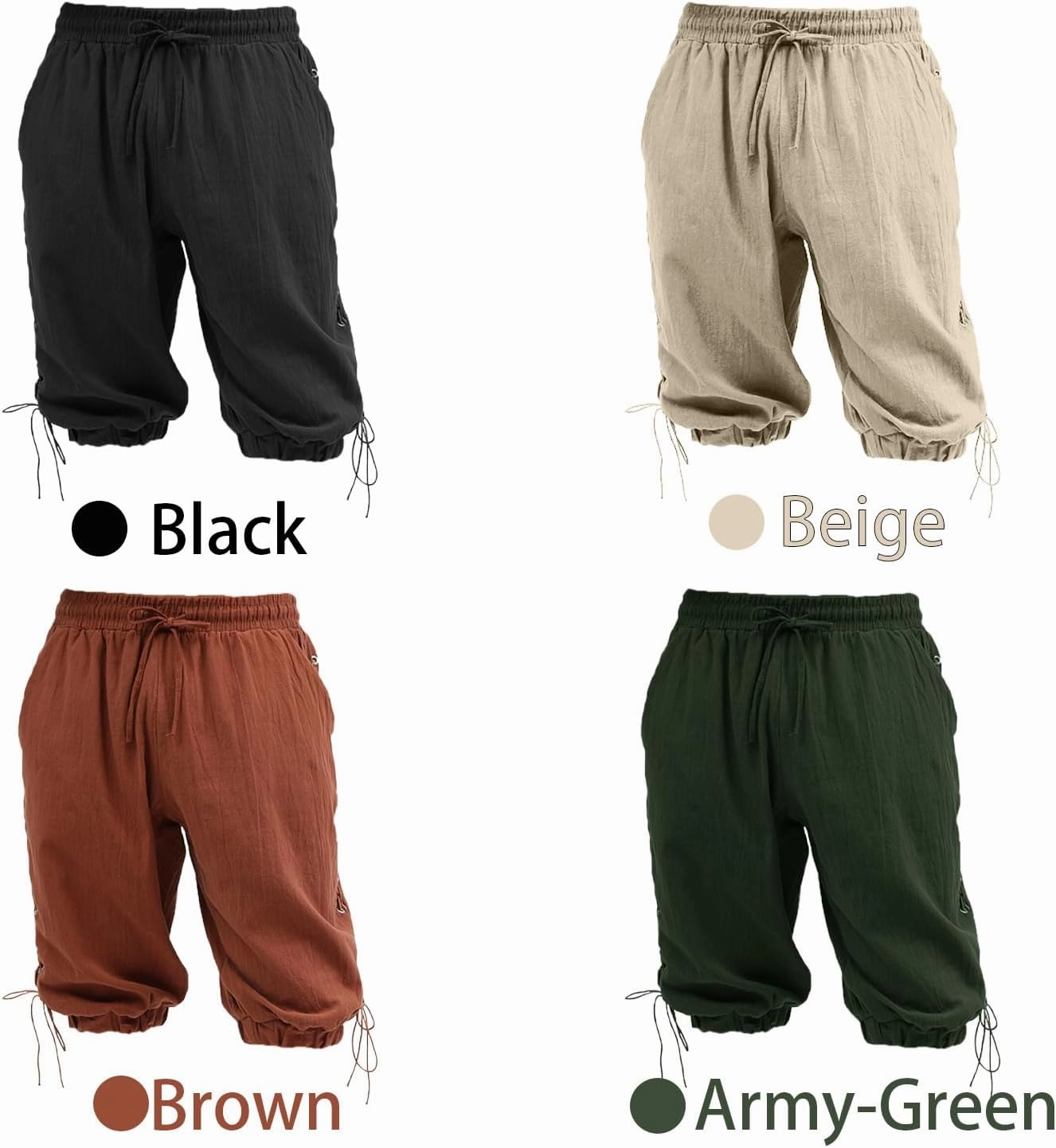 Men's Medieval Pirate Cotton and Linen Shorts, Viking Retro Design Pants, for Halloween Theme Party, Costume Play，ect