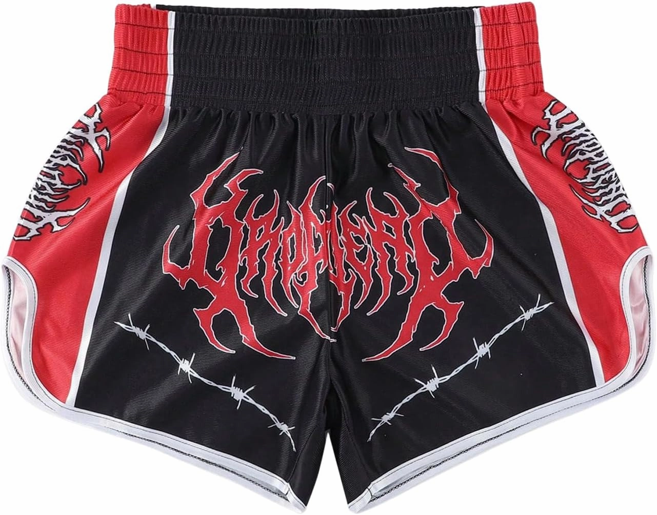 Men's Muay Thai Shorts Boxing Shorts Costume Elastic Waisted Letter Graphic Split Shorts Track Training Gym Clothing