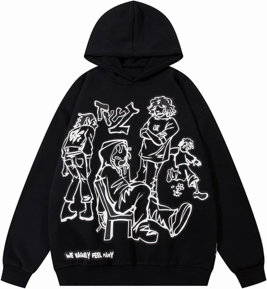 Men's Oversized Hoodie Pullover Unisex Graphic Sweatshirts Hoodies Casual Tunic Anime Streetwear Aesthetic Top