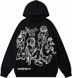Men's Oversized Hoodie Pullover Unisex Graphic Sweatshirts Hoodies Casual Tunic Anime Streetwear Aesthetic Top