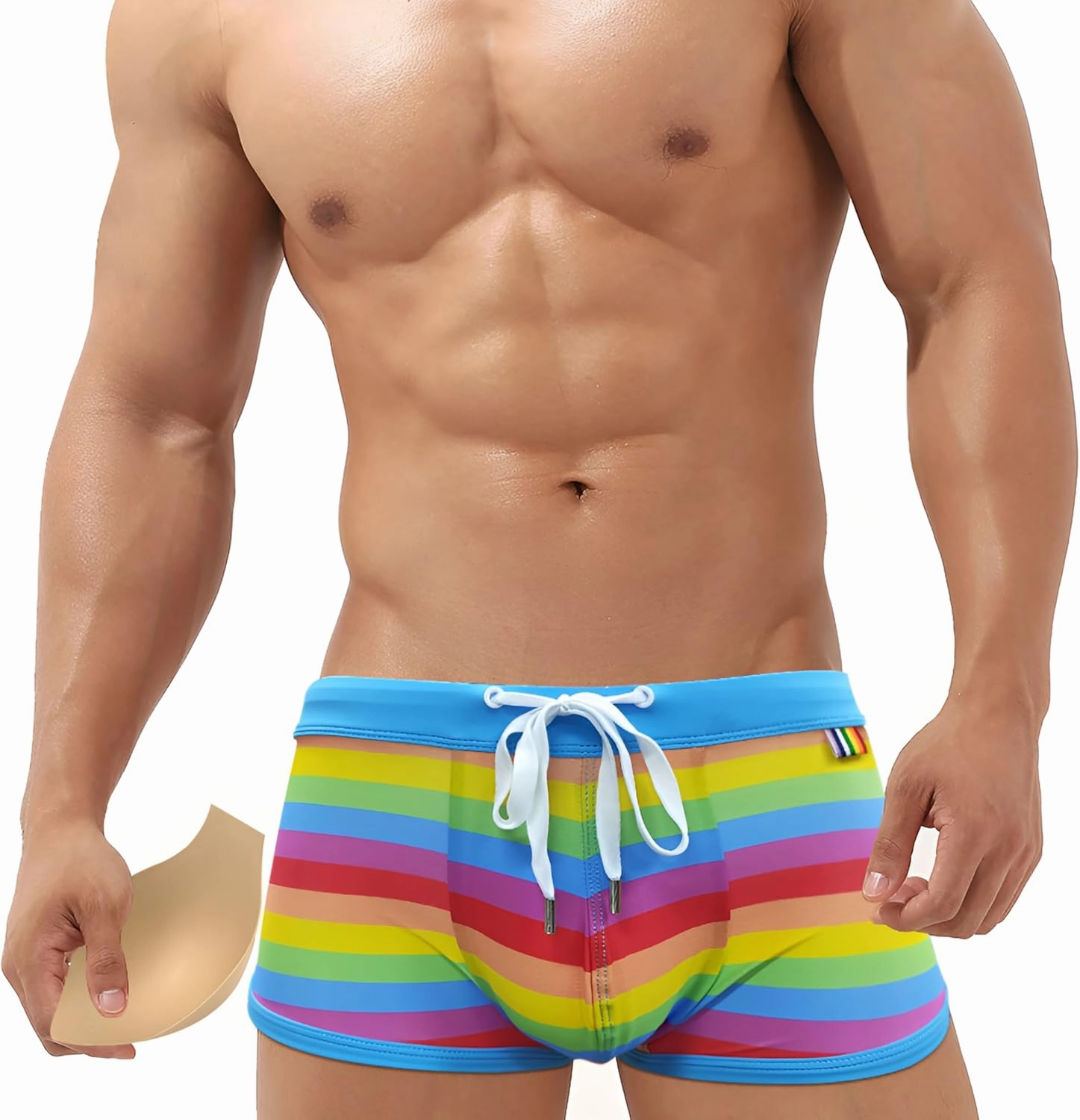 Men's Square Leg Swimwear Pride Rainbow Swim Briefs Bikini Board Surf Shorts Boxer Swimming Trunks