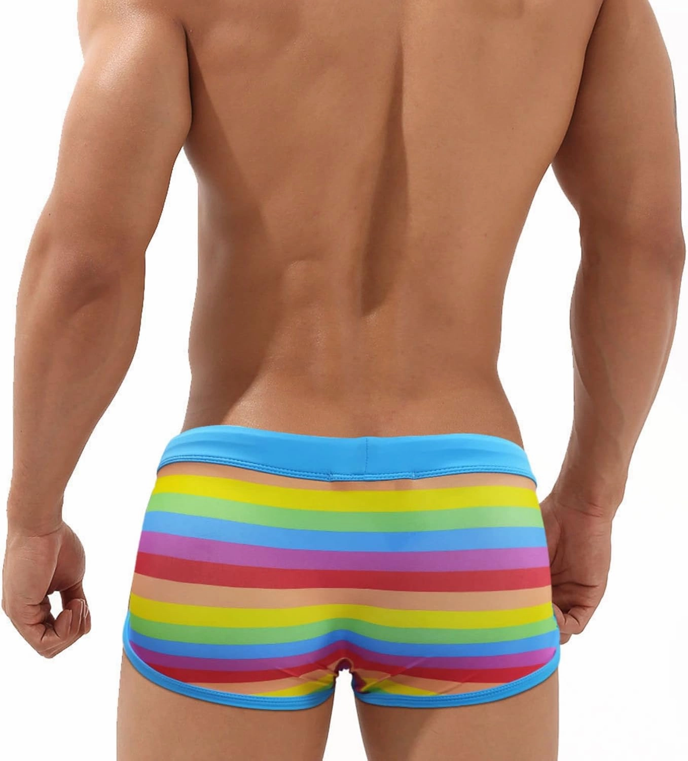 Men's Square Leg Swimwear Pride Rainbow Swim Briefs Bikini Board Surf Shorts Boxer Swimming Trunks