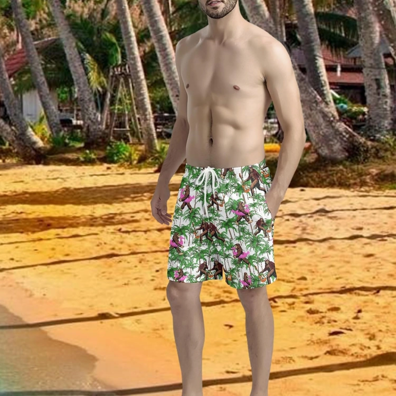 Men's Swim Trunk,Fashion Quick-Dry Beach Board Shorts with Mesh Lining Pockets