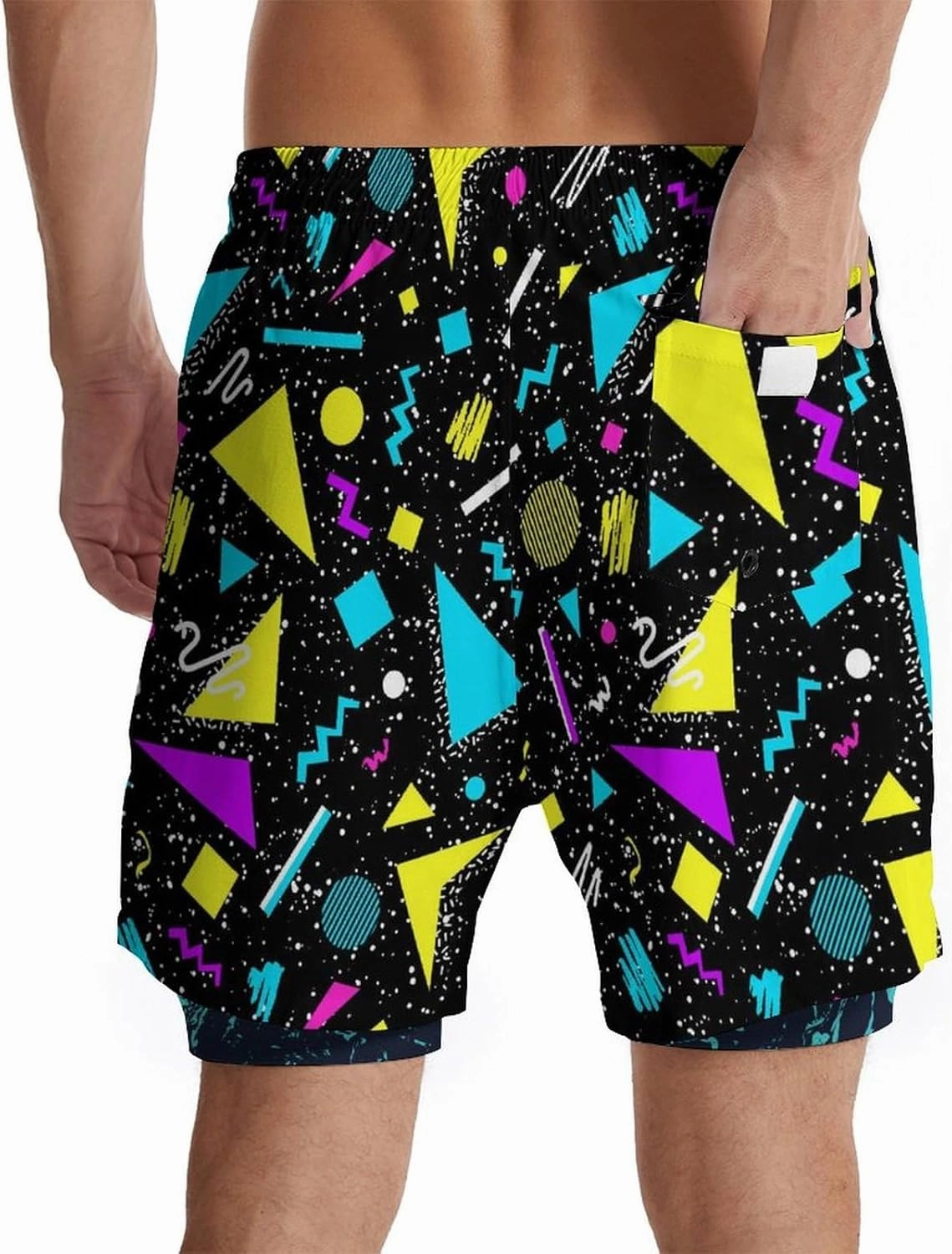 Men's Swim Trunks with Compression Liner Quick Dry 2 in 1 Swimming Trunks Beach Board Shorts Bathing Suits Swimwear