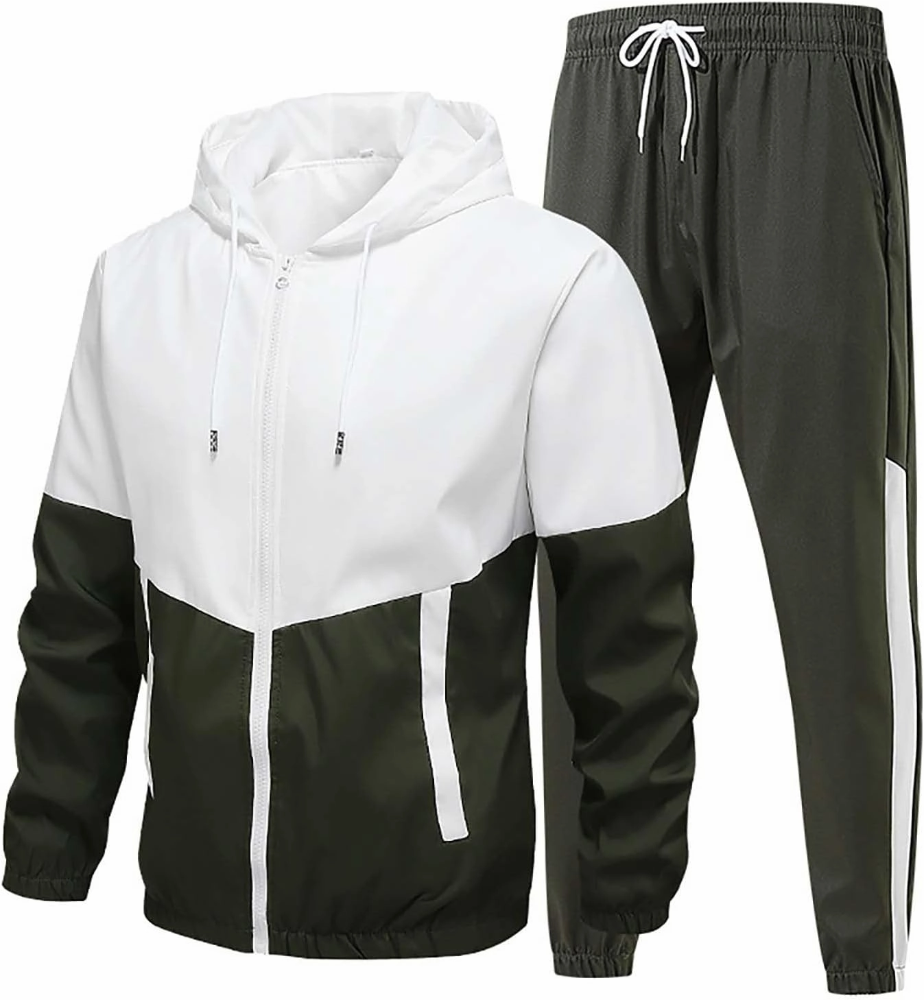 Men's Tracksuit 2 Piece Full Zipper Long Sleeve Jacket Drawstring Pants Fashion Jogging Dating Couple Casual Outfits