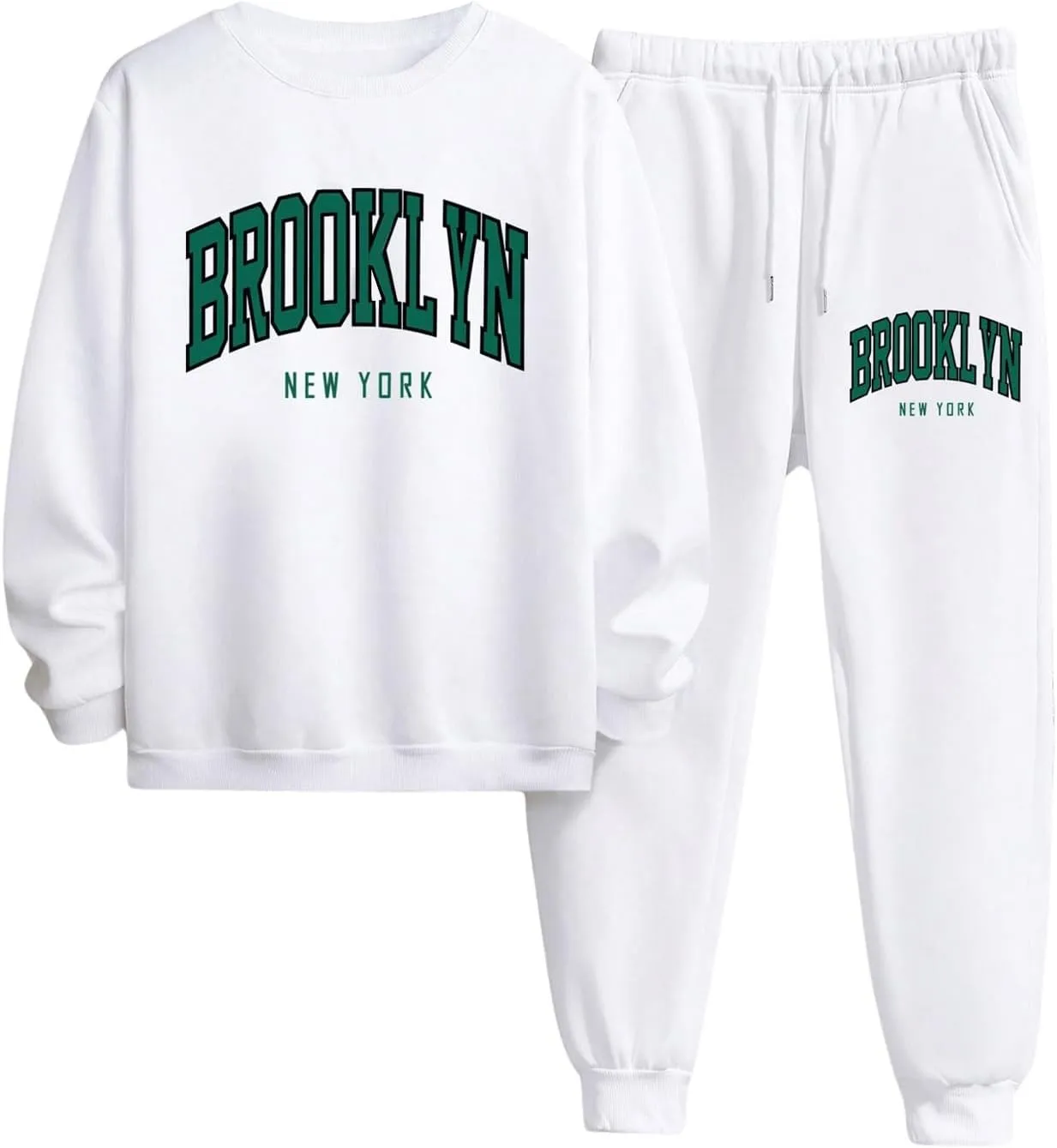 Men's 2 Piece Sweat Set Letter Print Long Sleeve Pullover Sweatshirt and Jogger Sweatpants