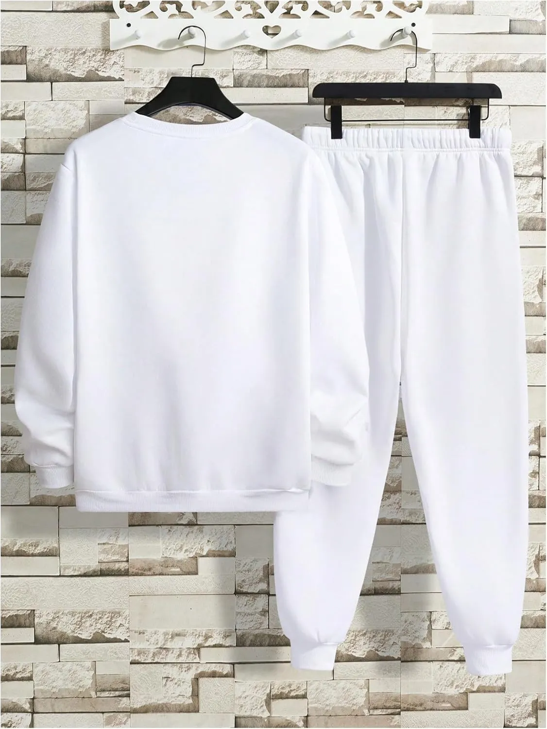 Men's 2 Piece Sweat Set Letter Print Long Sleeve Pullover Sweatshirt and Jogger Sweatpants