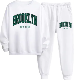 Men's 2 Piece Sweat Set Letter Print Long Sleeve Pullover Sweatshirt and Jogger Sweatpants