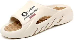 Men's Alphabet Print Soft-Sole EVA Slides, Non Slip Quick-Drying Open Toe Slippers for Indoor Outdoor Walking, Men's Trendy Beach Shoes