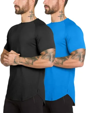 Mens Gym Workout Slim Fit Short Sleeve T-Shirt Cotton Performance Athletic Shirts Running Fitness Tee