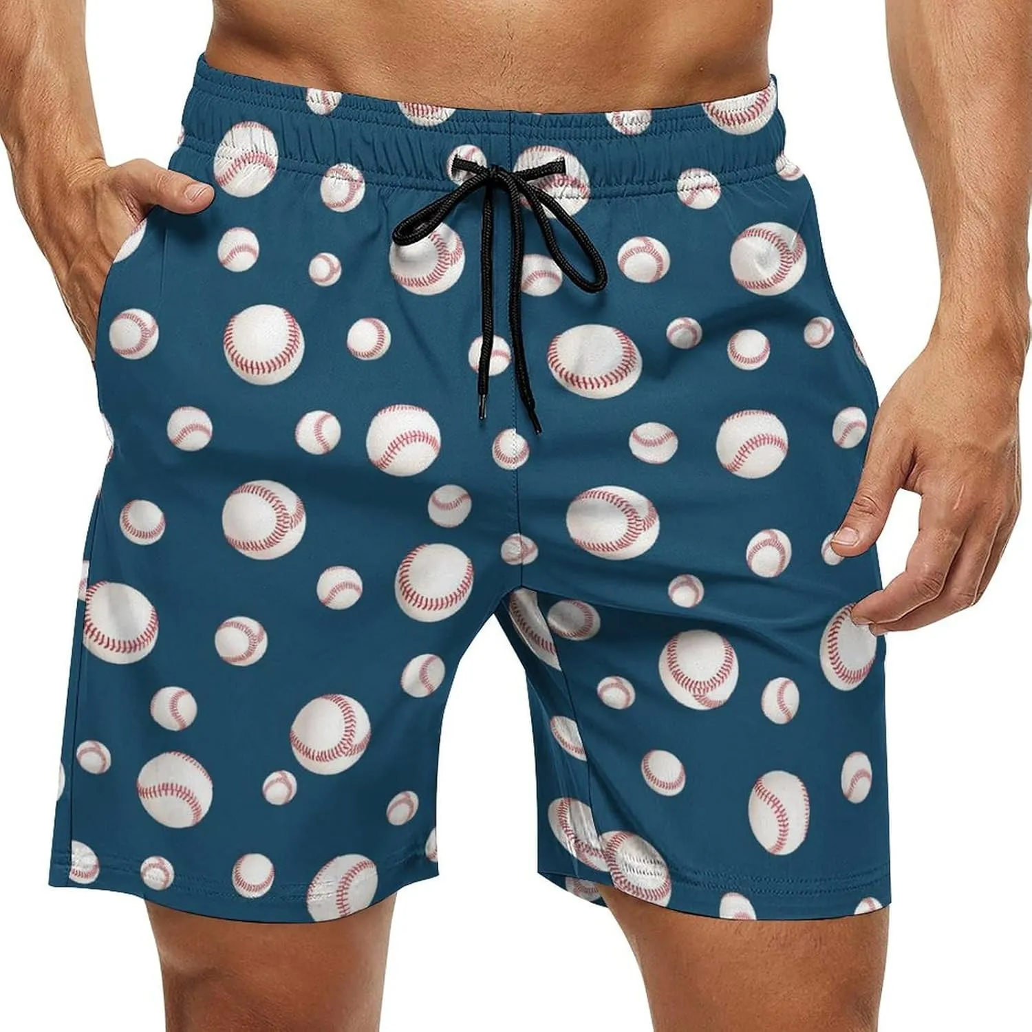Men's Swim Trunk,Fashion Quick-Dry Beach Board Shorts with Mesh Lining Pockets