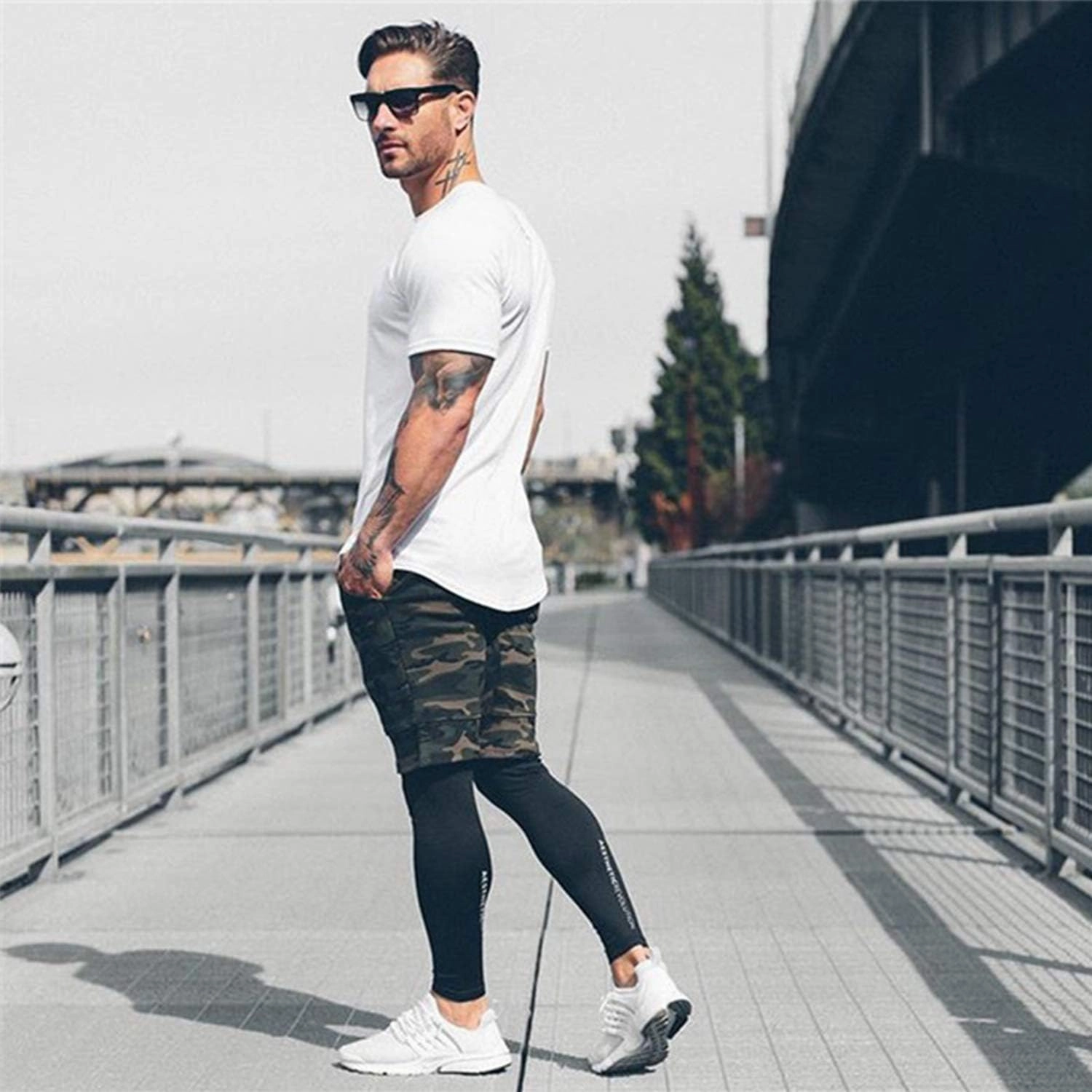 Mens Gym Workout Slim Fit Short Sleeve T-Shirt Cotton Performance Athletic Shirts Running Fitness Tee