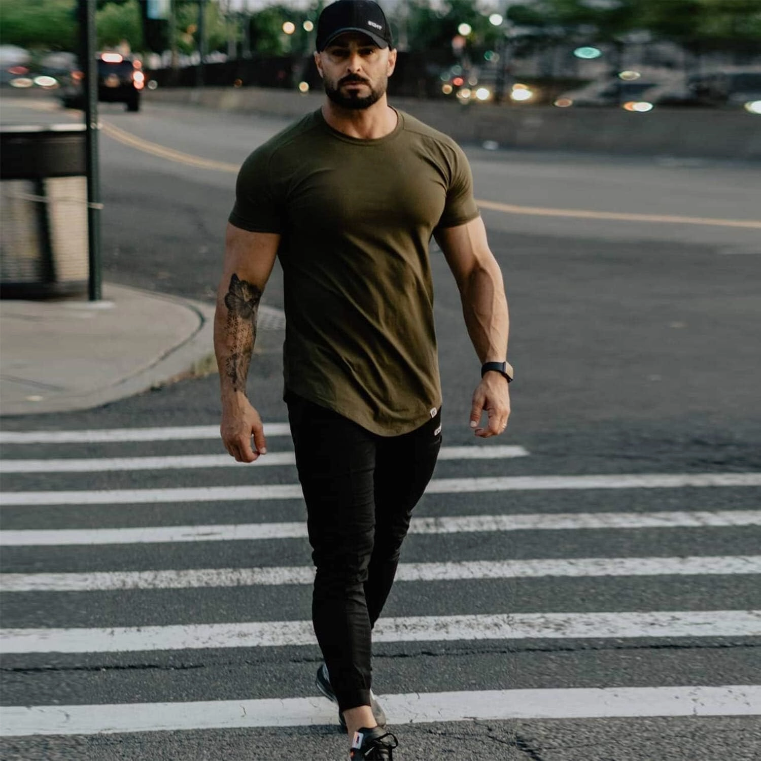 Mens Gym Workout Slim Fit Short Sleeve T-Shirt Cotton Performance Athletic Shirts Running Fitness Tee