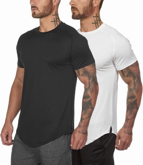 Mens Gym Workout Slim Fit Short Sleeve T-Shirt Cotton Performance Athletic Shirts Running Fitness Tee