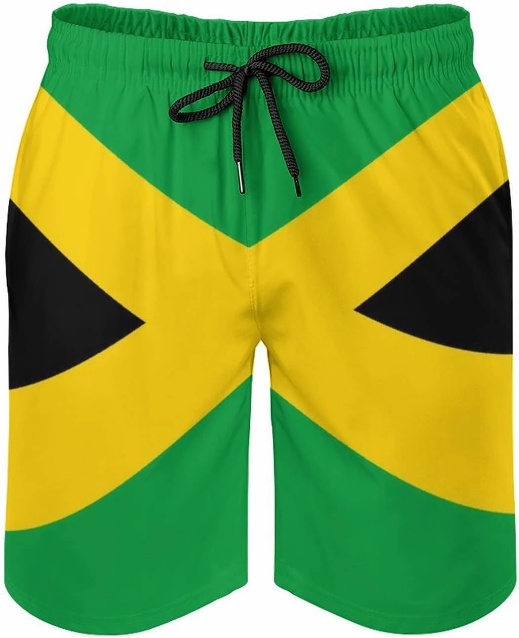 Mens Jamaican Flag Swim Trunks Quick Dry Board Shorts with Mesh Lining