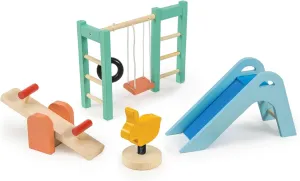Mentari Toys - Playground Set - Wooden Playground Equipment for Doll House - Interactive Pieces for Small World Play - Encourages Fine Motor Skills and Imaginative Play in Boys and Girls - Age 3 