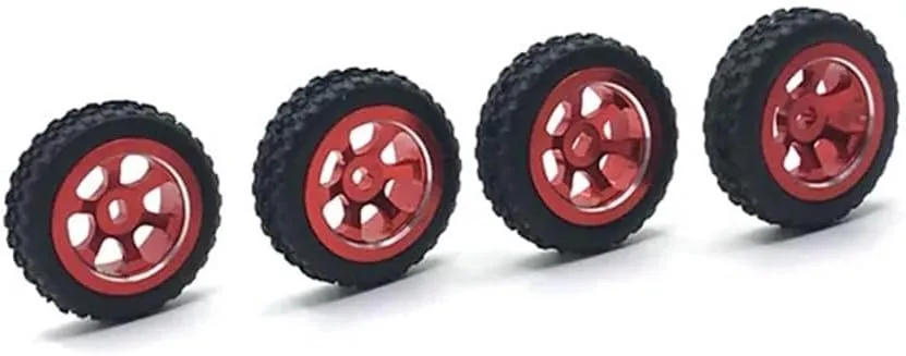 Metal Upgrade Racing Wheel Soft Tire Skin Compatible with 1/28 Compatible with 284131 K969 K979 K989 K999 P929 P939 -D -Q -Z RC Car Parts(RED)