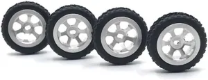 Metal Upgrade Racing Wheel Soft Tire Skin Compatible with 1/28 Compatible with 284131 K969 K979 K989 K999 P929 P939 -D -Q -Z RC Car Parts(Silver)