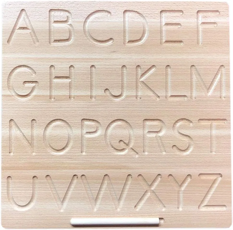 Mfumyy Montessori Alphabet Number Tracing Boards Double Sided Wooden Learn to Write ABC 123 Board Writing Practice Board for Kids Preschool Educational Toy,Homeschool Supplies (ABC ABC Board)