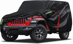 Migaven 6 Layers Car Cover Custom Fit for Jeep Wrangler 2 Door 1987-2025 JK JL CJ YJ TJ, Waterproof Full Exterior Cover Rain Sun Hail Protection with Door Zipper & Inner Cotton