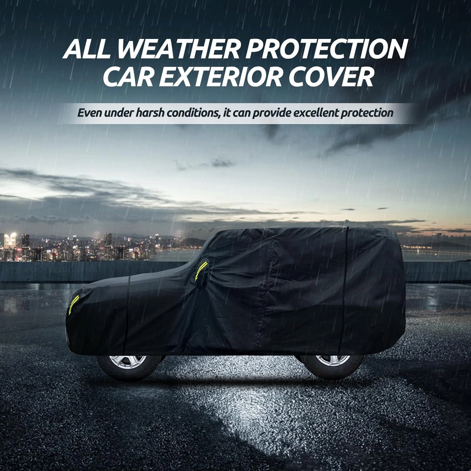 Migaven 6 Layers Car Cover Custom Fit for Jeep Wrangler 2 Door 1987-2025 JK JL CJ YJ TJ, Waterproof Full Exterior Cover Rain Sun Hail Protection with Door Zipper & Inner Cotton