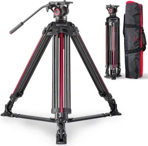 miliboo MTT605A Professional Heavy Duty Tripod with Smooth Damping System, One-Touch QR Plate, Fluid Head Tripod for Camera/Live Streaming/Outdoor Shooting, Ideal for Professionals, Aluminum