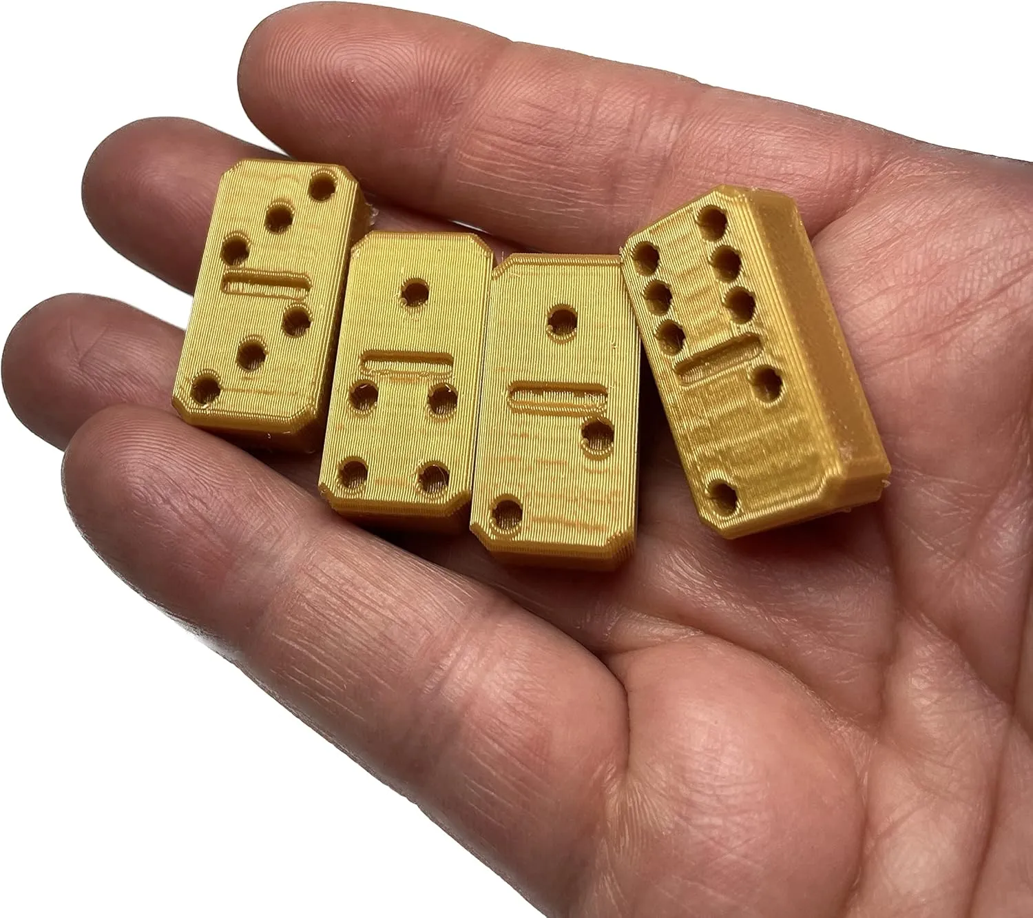 Mini Domino Set - Handmade - with Travel Bag - 1-1/8 Inches Tall - Caramel Color