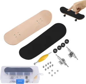 Mini Finger Skateboard , Prolific Complete Fingerboard with Upgraded Components , Wooden Finger Board for limit Sport Training Props in Light(black)