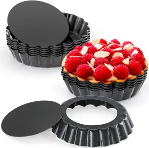 Mini Tart Pan Set of 12, Non-Stick 4 Inch Quiche Pan, Removable Bottom Tart Pan for Pies, Quiche Bakeware, Cheese Cakes, Desserts and more